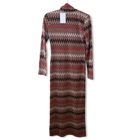 NWT Misa Los Angeles Liv Mock Neck Long Sleeve Dress Chevron knit Revolve S - Picture 7 of 11